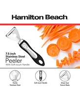 Hamilton Beach Y Shape Peeler Stainless Steel 7.5in Soft Touch Handle, Vegetable Y shape Peeler Ergonomic Non-Slip Handle & Sharp Blade, Apple Peelers