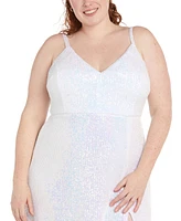 Morgan & Company Plus Size Sequinned High-Slit Dress