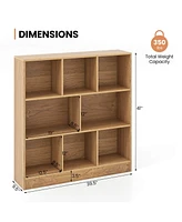 Costway -Cube Bookcase 41" Wooden Toy Storage Organizer for Kids Bookshelf