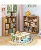 Costway -Cube Bookcase 41" Wooden Toy Storage Organizer for Kids Bookshelf