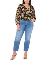 Vince Camuto Plus Floral-Print V-Neck Blouse