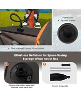 Sugift Inflatable Fishing Float Tube with Pump Storage Pockets and Fish Ruler-Gray