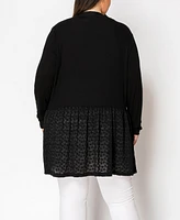 Coin 1804 Plus Lace Peplum Cardigan Sweater