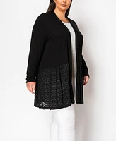 Coin 1804 Plus Lace Peplum Cardigan Sweater