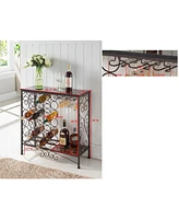 Kings Brand Furniture Freestanding Wine Rack Table, Liquor Bar Cabinet with Wine Storage - Holds 24 Bottles and Glasses Holder