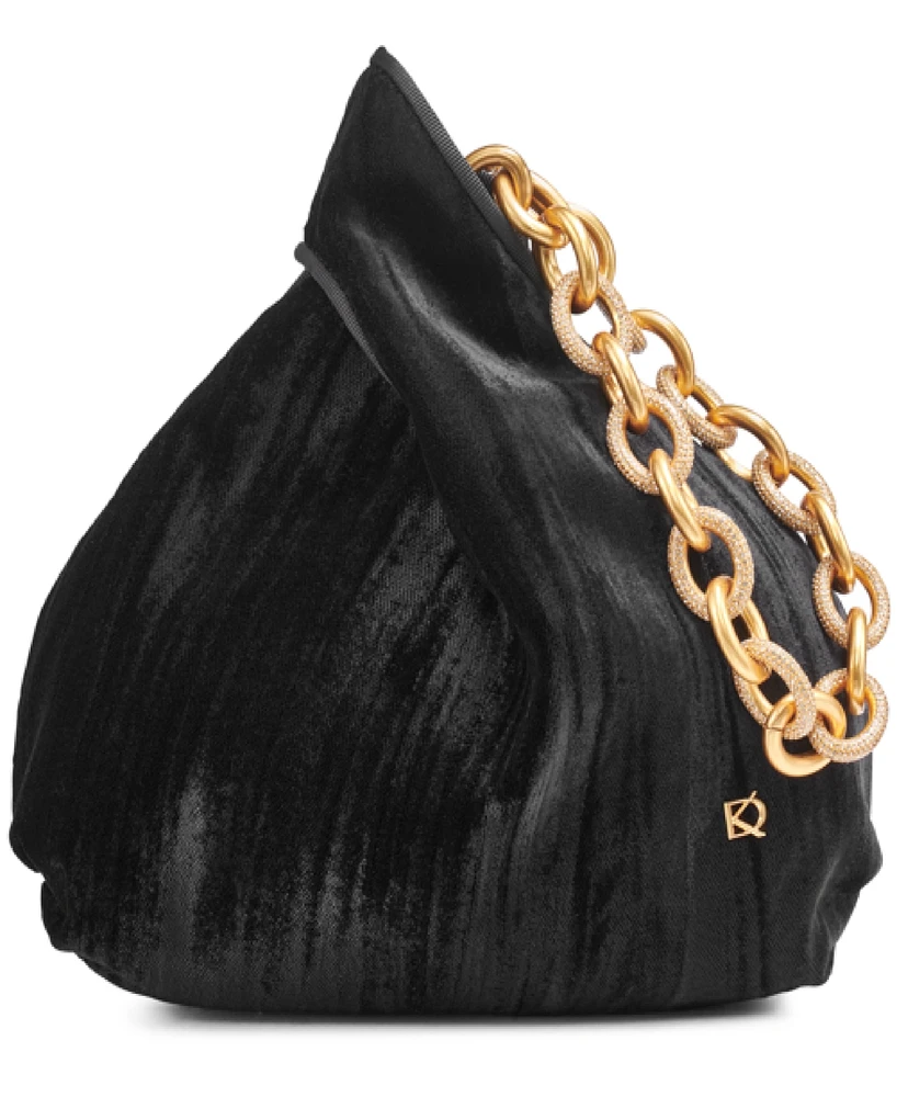 Donna Karan Lawrence Velvet Wristlet with Pave Chain Strap