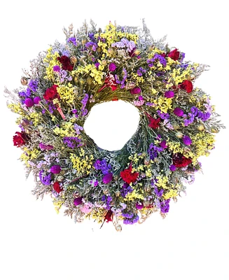 GreenishBlu Long Lasting Misty, Statice, Pods and Gomphrena Real Wreath, 22"