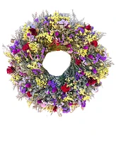 GreenishBlu Long Lasting Misty, Statice, Pods and Gomphrena Real Wreath, 22"