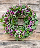 GreenishBlu Shades of Pink Silver Eucalyptus, Misty and Staice Real Wreath 22"