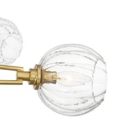 Possini Euro Design Zennia Soft Gold Chandelier Lighting 53" Wide Modern Glam Sputnik Clear Ribbing Glass Orb Shades 8