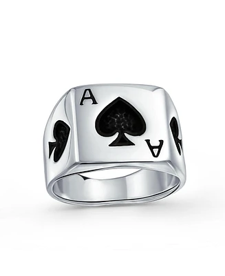 Bling Jewelry Lucky Las Vegas Gambler Ace Of Spade Ring .925 Sterling Silver