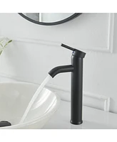 Greenspring Bathroom Vessel Sink Faucet Black Single Handle One Hole Commercial Lavatory Vanity Faucets with Pop Up Drain and Supply Line