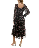 Trixxi Juniors' Twisted Floral Chiffon Midi Dress