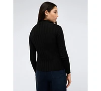 Kenneth Cole Women's Mock-Neck Ribbed Long-Sleeve Sweater