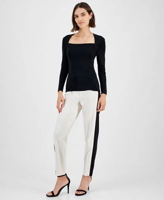 Anne Klein Womens Portrait Neck Top Colorblocked Pants