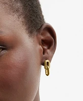 Coach Gold-Tone Stitched Link Drop Earrings