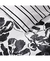 City Scene Soho Floral Microfiber Black 3 Piece Duvet Cover Set-King