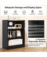 Costway 2 Pcs 3-Tier Bookcase Open Multipurpose Display Rack Cabinet with Adjustable Shelves