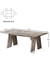 Tribesigns 71" Large Dining Table for 6 People, Farmhouse Dinner Table, Wood Rectangular with Thickened Legs Kitchen, Room, Li