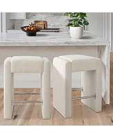 The Pop Home 26.5" Boucle Counter Stool Set Of 2,Backless Boucle Counter Stool-The Pop Home