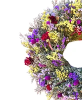 GreenishBlu Long Lasting Misty, Statice, Pods and Gomphrena Real Wreath, 22"