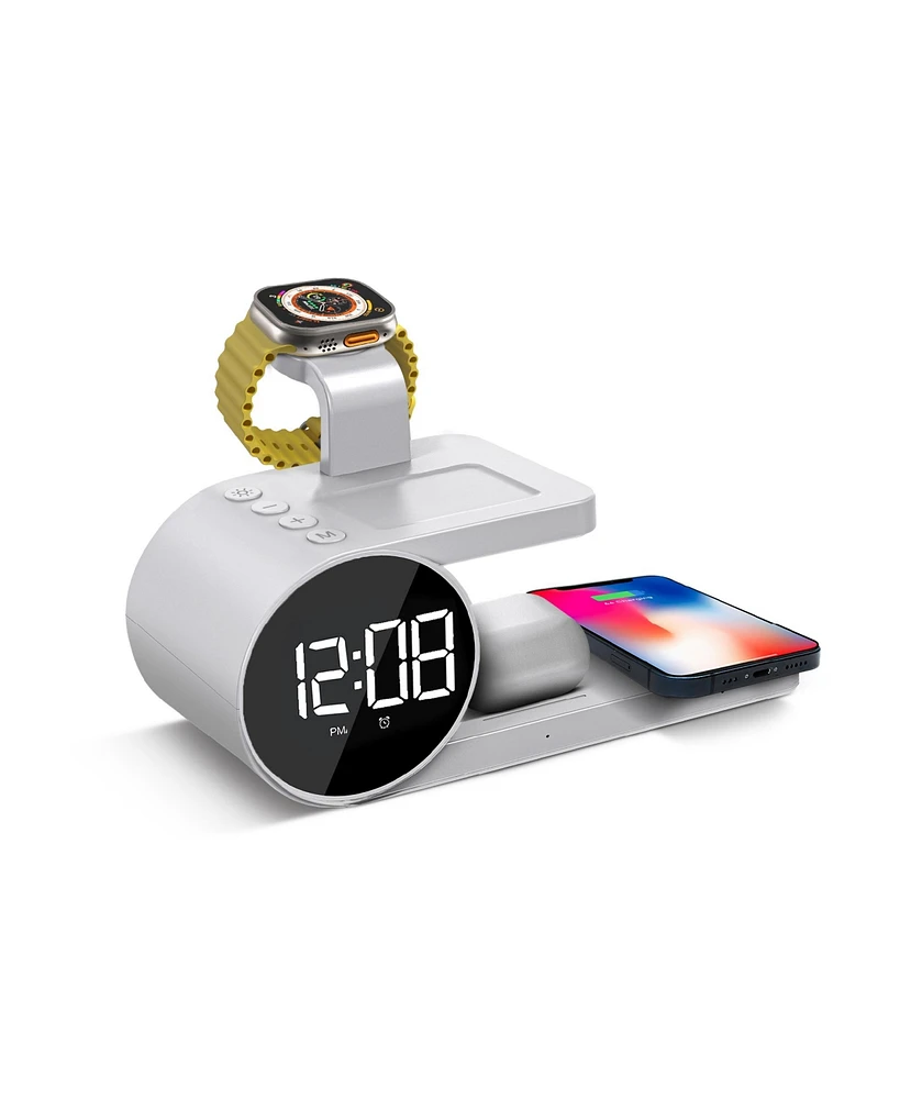 Brookstone 3-in-1 Wireless Charging Stand and Alarm Clock for iPhone, Airpods, Apple Watch