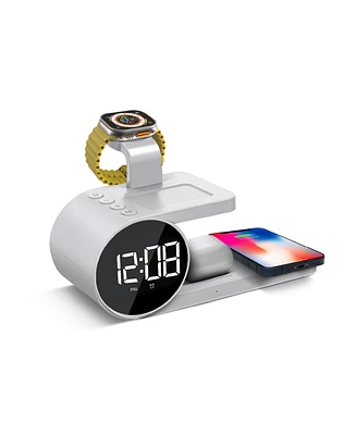 Brookstone 3-in-1 Wireless Charging Stand and Alarm Clock for iPhone, Airpods, Apple Watch