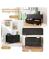 Costway -Drawer Fabric Dresser Tower Wide Chest of Drawers Storage Organizer Bedroom