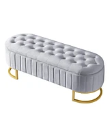 Slickblue Elegant Upholstered Velvet Storage Ottoman with Button-Tufted Design