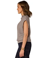 Democracy Petite Extended Cap-Sleeve Mitered Knit Top