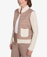 Alfred Dunner Petite Telluride Sweater Trim Quilted Jacket