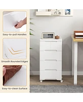 Costway Pcs -Drawer Plastic Rolling Storage Cart with 4 Universal Wheels Dresser Cabinet