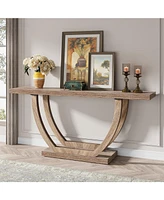 Tribesigns 63-Inch Wood Console Table with Geometric Base, 2