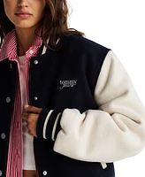 Tommy Jeans Women's Striped-Trim Colorblocked Varsity Jacket