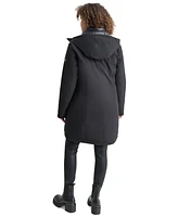 Dkny Womens Hooded Bibbed Zip-Front Puffer Coat