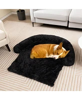 Costway Plush Calming Dog Couch Bed with Anti-Slip Bottom Plush Mat for Dogs & Cats