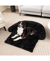 Costway Plush Calming Dog Couch Bed with Anti-Slip Bottom Plush Mat for Dogs & Cats