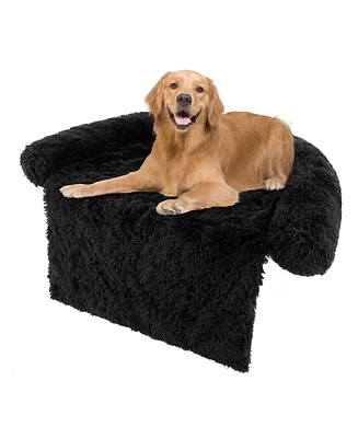 Costway Plush Calming Dog Couch Bed with Anti-Slip Bottom Plush Mat for Dogs & Cats