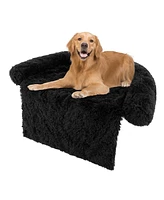 Costway Plush Calming Dog Couch Bed with Anti-Slip Bottom Plush Mat for Dogs & Cats