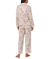 Lauren Ralph Women's 2-Pc. Long-Sleeve Notch-Collar Long Pants Pajama Set