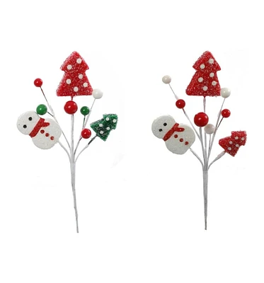 Floral Home Charming 9" Assorted Snowman Berry Tree Picks | Set of 36 Decorative Holiday Picks for Christmas Crafts and Floral Arrangements