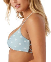 O-Neill Juniors' Saltwater Essentials Printed Cross-Back Bikini Top