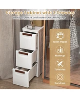 Costway Pcs -Drawer Narrow Rolling Storage Cabinet with Pull Handles Built-in Wheels