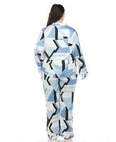 White Mark Plus Printed Satin Pajama Set