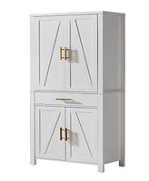 Kings Brand Furniture 72" Freestanding Kitchen Pantry Storage Cabinet Cupboard with Doors Adjustable Shelves & Drawer (White)