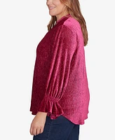 Ruby Rd. Plus Smocked Velvet Blouse