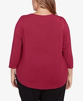 Ruby Rd. Plus Berry Chain Embellished Solid Knit Top