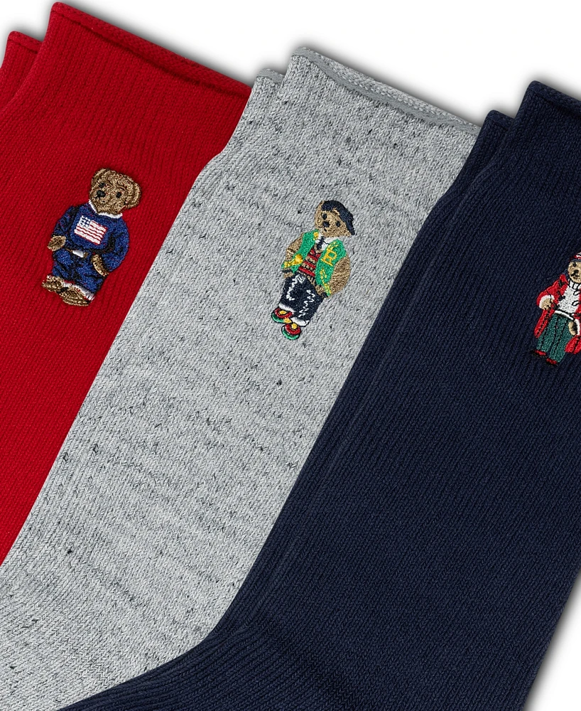 Polo Ralph Lauren Men's 3-Pk. Assorted Polo Bears Crew Socks Gift Box