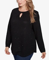 Ruby Rd. Plus Diamond Detail Sequin Knit Top