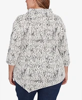 Ruby Rd. Plus Size Split Cowl Neck Chenille Jacquard Knit Top